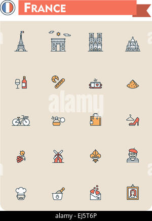 France travel icon set Banque D'Images