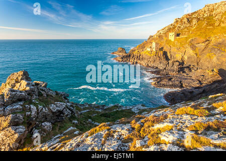 Le moteur d'pearced maisons sur les falaises à Botallack sur près de St Just Cornwall England UK Europe Banque D'Images