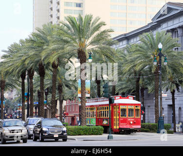 La Nouvelle Orléans, Louisiane. Streetcar sur Canal Street. Banque D'Images