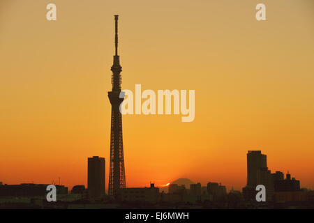 Tour Tokyo Skytree dans la soirée, Tokyo, Japon Banque D'Images