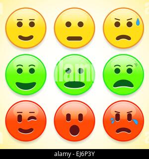 Ensemble d'icônes emoticon colorés, vector illustration Illustration de Vecteur