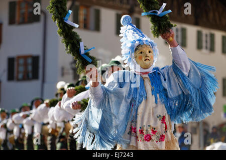 Carnaval Carnaval, Unsinniger Donnerstag, Schellenrührer, Mittenwald, Werdenfelser Land, Upper Bavaria, Bavaria, Germany Banque D'Images