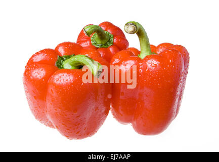 Red juicy poivrons sur fond blanc Banque D'Images