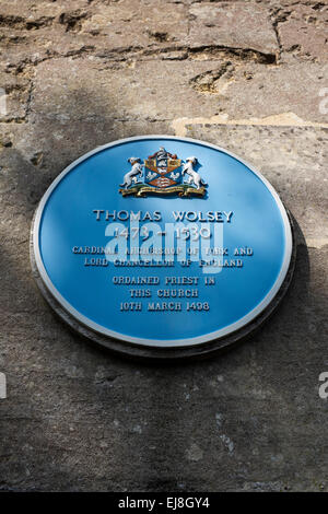 Thomas Wolsey St Peters Church Plaque Marlborough Wiltshire Banque D'Images