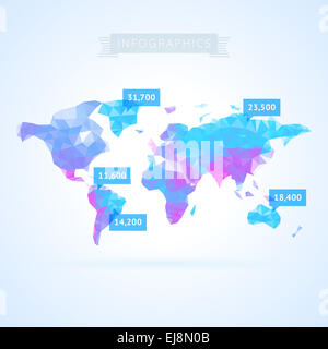 Carte du monde avec des éléments graphiques Banque D'Images