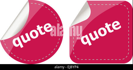 Obtenir un devis autocollants set isolated on white Banque D'Images