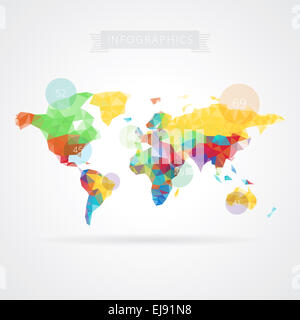 Carte du monde avec des éléments graphiques Banque D'Images