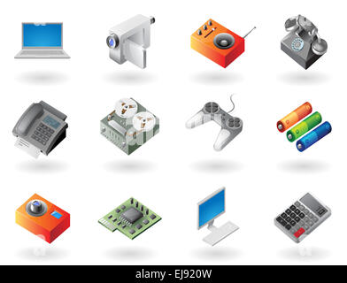 Les icônes de style isométrique pour électronique Banque D'Images