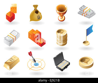 Les icônes de style isométrique pour les bourses Banque D'Images Les icônes de style isométrique pour les bourses Banque D'Images