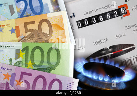Les coûts de l'énergie et du gaz de l'argent Banque D'Images