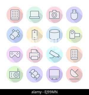 Fine ligne icônes pour la technologie Banque D'Images