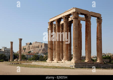 Grèce Athènes Temple de Zeus Olympien Banque D'Images