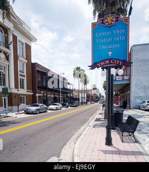 Signe pour Ybor City à Tampa en Floride Banque D'Images