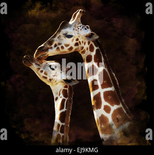 Aquarelle Image de girafes Banque D'Images