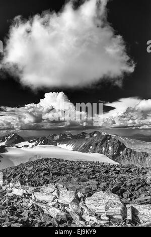 Vue de Sarek NP à Mt. Akka, Laponie, Suède Banque D'Images