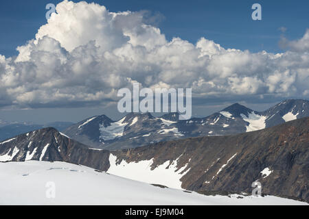 Vue de Sarek NP à Mt. Akka, Laponie, Suède Banque D'Images