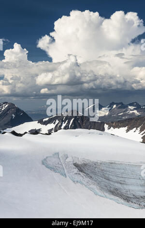 Vue de Sarek NP à Mt. Akka, Laponie, Suède Banque D'Images