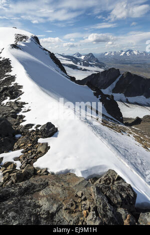 Vue de Sarek NP à Mt. Akka, Laponie, Suède Banque D'Images