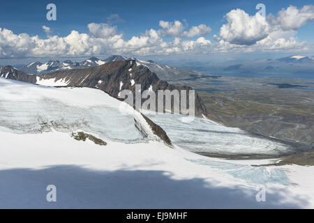 Vue de Sarek NP à Mt. Akka, Laponie, Suède Banque D'Images