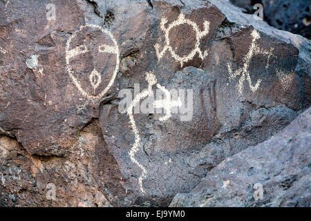 L'art rupestre, Rinconada Canyon, Monument national Petroglyph, Albuquerque, Nouveau Mexique USA Banque D'Images