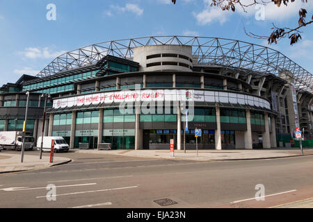 Avant / Extérieur / à l'extérieur du stade de Rugby RFU (& guichets ; salle de sport Virgin Active ; Marriott Hotel Twickenham, Angleterre). UK Banque D'Images