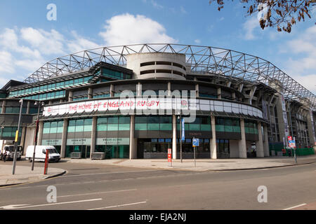 Avant / Extérieur / à l'extérieur du stade de Rugby RFU (& guichets ; salle de sport Virgin Active ; Marriott Hotel Twickenham, Angleterre). UK Banque D'Images