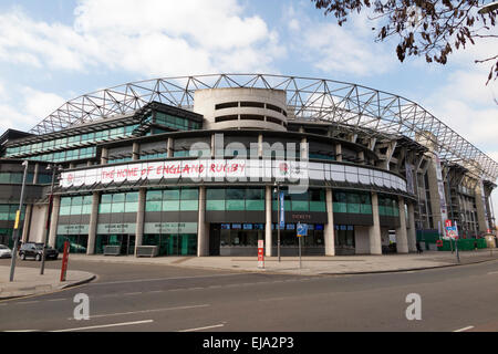 Avant / Extérieur / à l'extérieur du stade de Rugby RFU (& guichets ; salle de sport Virgin Active ; Marriott Hotel Twickenham, Angleterre). UK Banque D'Images