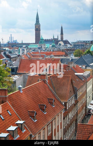 La vue depuis la tour ronde de Copenhague. Banque D'Images