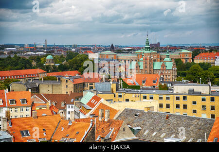 La vue depuis la tour ronde de Copenhague. Banque D'Images