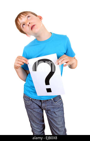 Kid est titulaire Question Mark Banque D'Images