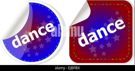 Mot de danse sur des autocollants bouton web set, label, icône Banque D'Images