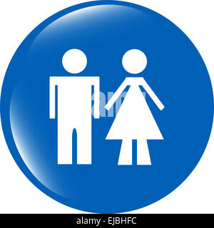 Toilettes l'icône bouton, icône de l'homme et la femme isolé sur fond blanc Banque D'Images