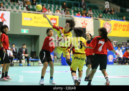 Tokai (Phenix), le 22 mars 2015, le handball : JHL Junior League finale entre femmes Corazon Ryukyu Jr. - Acier Daido Phenix Tokai au gymnase Komazawa à Tokyo, Japon. © Yohei Osada/AFLO SPORT/Alamy Live News Banque D'Images