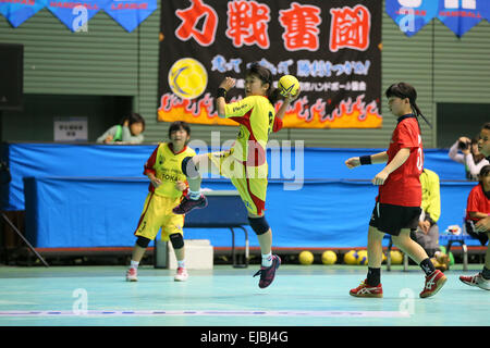 Tokai (Phenix), le 22 mars 2015, le handball : JHL Junior League finale entre femmes Corazon Ryukyu Jr. - Acier Daido Phenix Tokai au gymnase Komazawa à Tokyo, Japon. © Yohei Osada/AFLO SPORT/Alamy Live News Banque D'Images