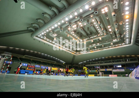 Vue générale, le 22 mars 2015, le handball : JHL Junior League finale entre femmes Corazon Ryukyu Jr. - Acier Daido Phenix Tokai au gymnase Komazawa à Tokyo, Japon. © Yohei Osada/AFLO SPORT/Alamy Live News Banque D'Images