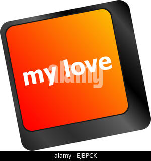 Mon amour sur clavier ou clé montrant internet concept Banque D'Images