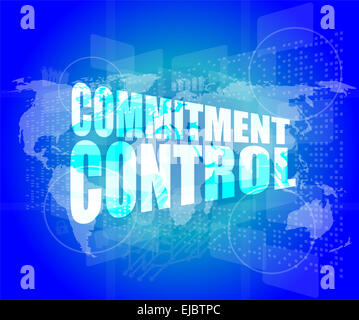 Contrôle des engagements sur l'écran tactile numérique Banque D'Images