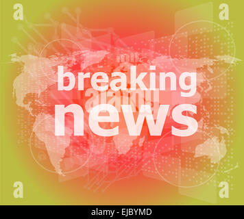 News et Presse concept : mots breaking news sur écran numérique Banque D'Images