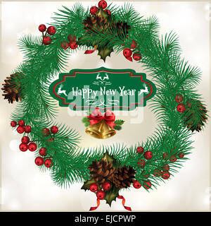 Couronne de Noël avec des pommes de pins Banque D'Images