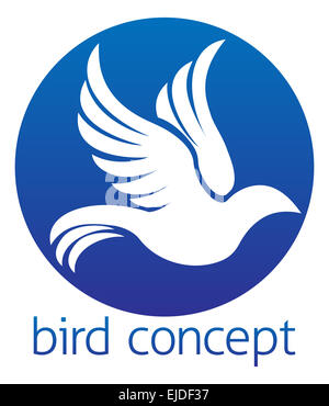 Résumé Une illustration d'un oiseau blanc ou dove circle concept design Banque D'Images