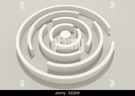 Le rendu 3D d'un labyrinthe circulaire Banque D'Images