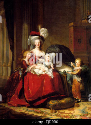 Marie Antoinette et ses enfants Marie Thérèse, Louis Charles (sur les genoux), et Louis Joseph Banque D'Images