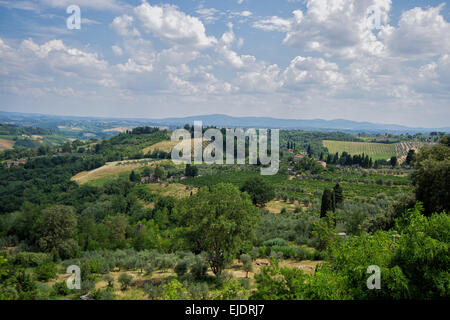 Vue de la Toscane à San Gimignano, Italie Banque D'Images