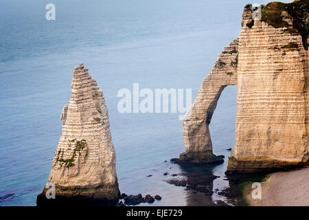 Falaise d'aval, falaise, Étretat, Côte d'Albâtre, Normandie, Haute-Normandie, France, Europe Banque D'Images