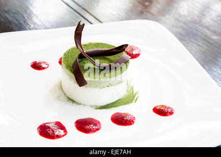 Thé vert matcha gâteau au fromage gâteau Banque D'Images