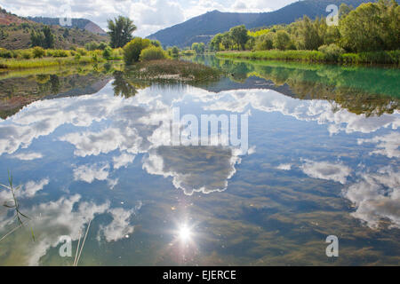 Marsh paysage spectaculaire de barrages et les forêts de La Alcarria, Guadalajara, Espagne Banque D'Images