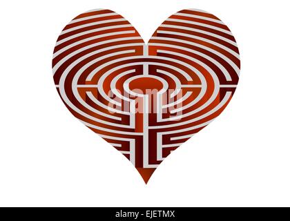 Abstract vector illustration du labyrinthe en coeur Illustration de Vecteur