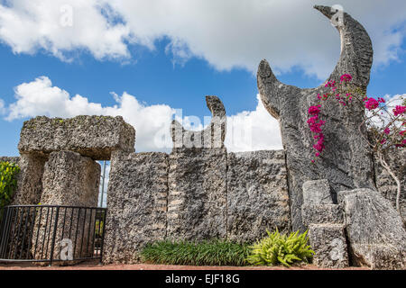 Coral Castle Rock ou Gate Park à Homestead, Floride. Une seule main construit par Edward Leedskalnin au cours des 30 dernières années. Banque D'Images