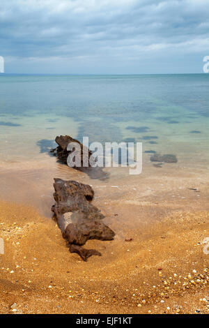 Plage de rochers et l'eau peu profonde sur la côte près de Kinkell Fife St Andrews Fife Ecosse Braes Banque D'Images