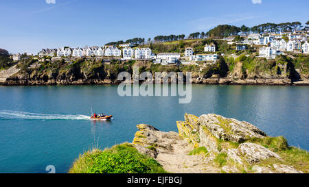 Une vue sur la rivière à Fowey de Polruan Block House Cornwall England UK Europe Banque D'Images